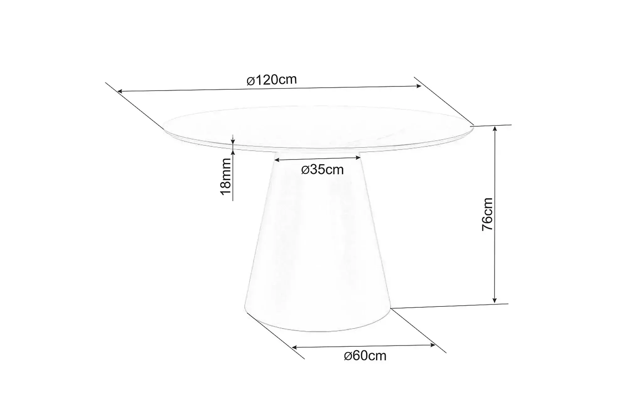 Signal Masa rotunda din MDF si furnir, Angel Big Alb / Stejar, Ø120xH75 cm
