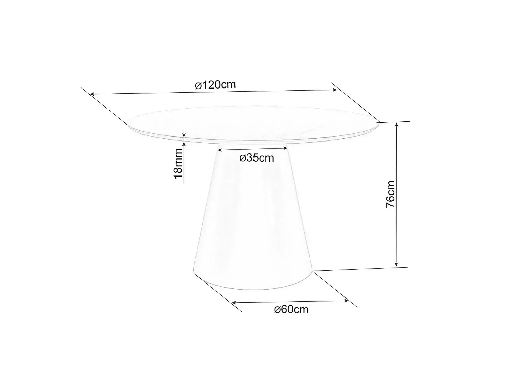 Signal Masa rotunda din MDF si furnir, Angel Big Stejar / Negru Mat, Ø120xH75 cm
