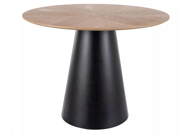 Signal Masa rotunda din MDF si furnir, Angel Stejar / Negru Mat, Ø100xH75 cm