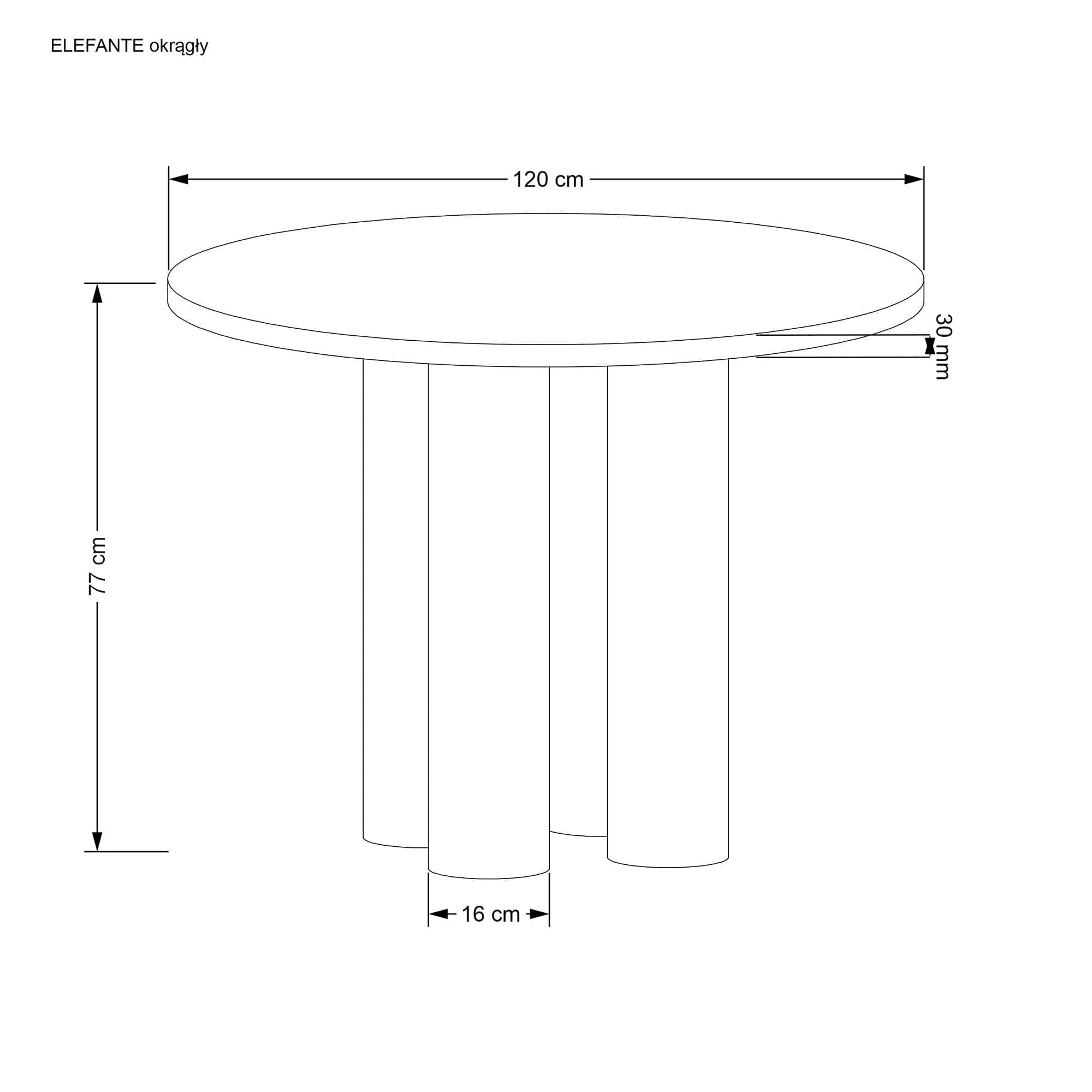 Halmar Masa rotunda din MDF si furnir, Elefante Stejar, Ø120xH77 cm