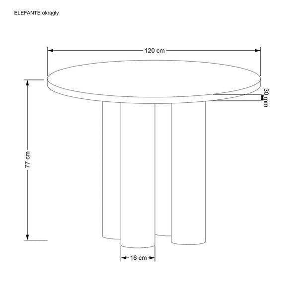 Halmar Masa rotunda din MDF si furnir, Elefante Stejar, Ø120xH77 cm