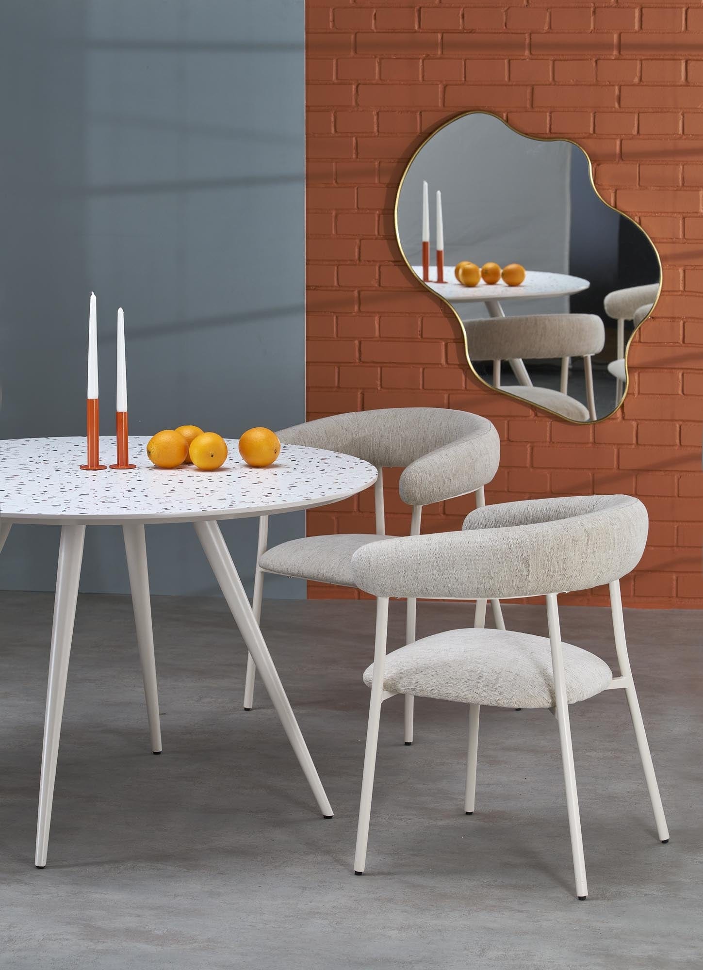 Masa rotunda din MDF si metal, Aramis Alb, Ø120xH76 cm (3)