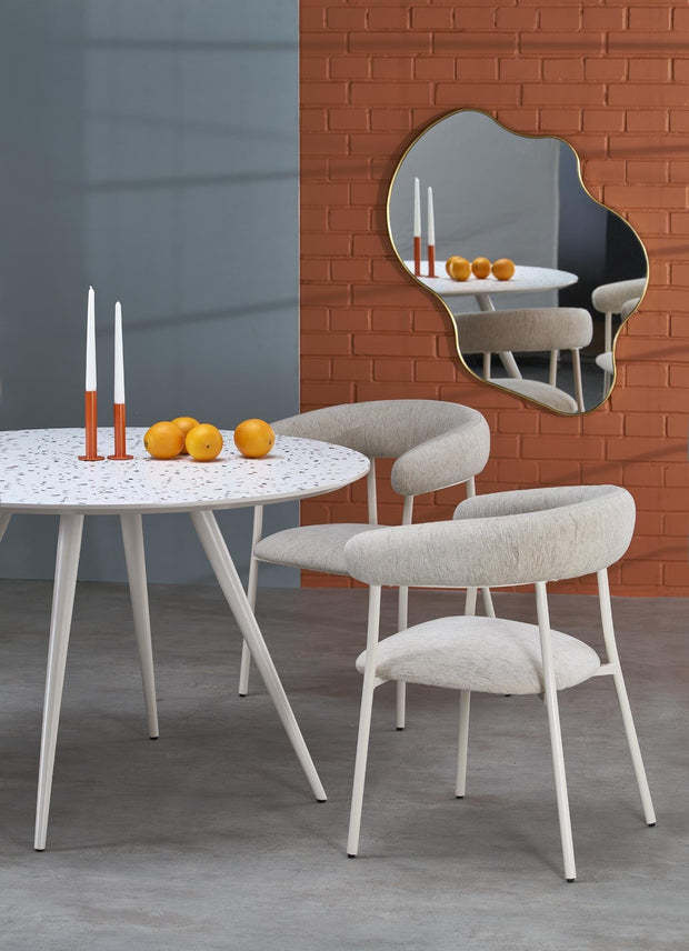 Masa rotunda din MDF si metal, Aramis Alb, Ø120xH76 cm (3)