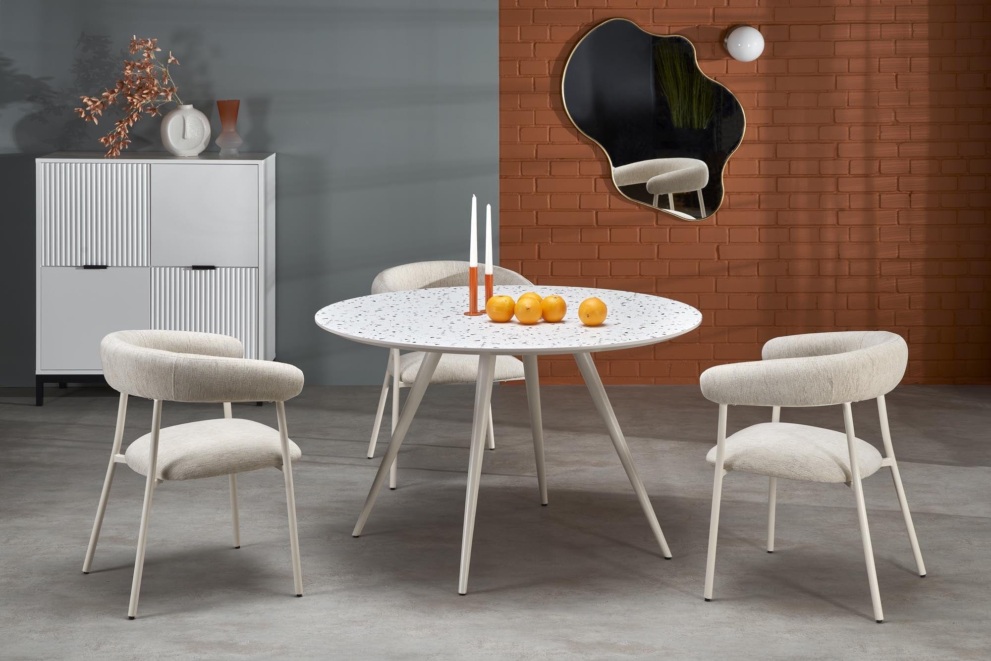 Masa rotunda din MDF si metal, Aramis Alb, Ø120xH76 cm (5)