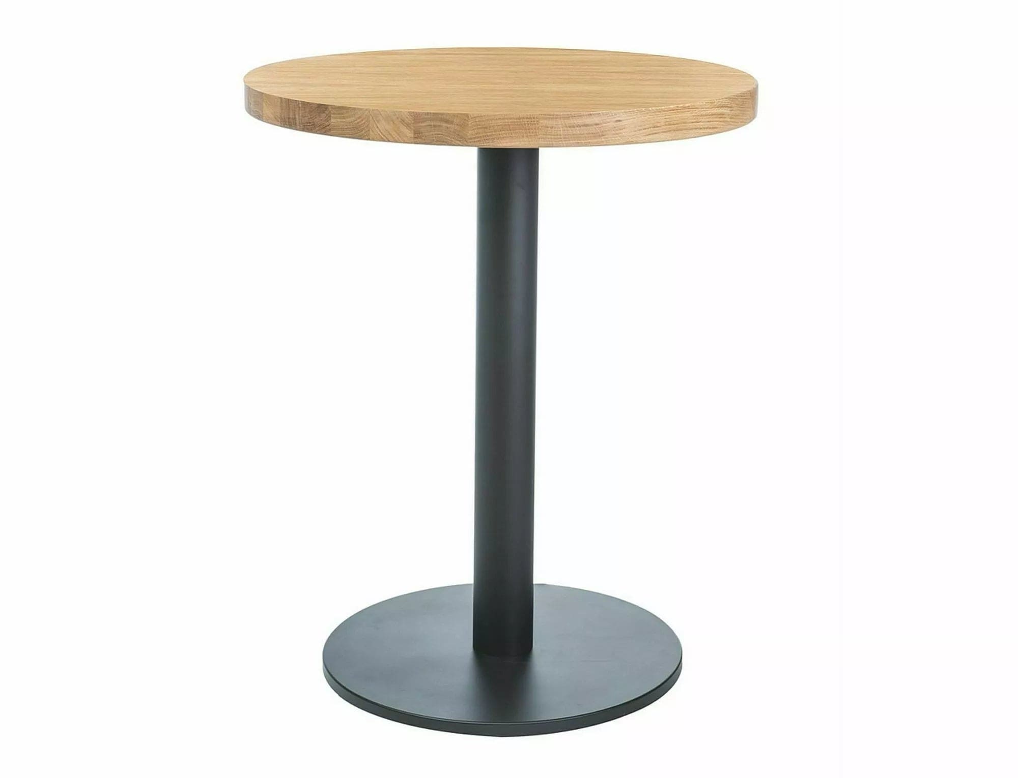 Masa rotunda din pal si metal, Puro II Stejar / Negru, Ø80xH76 cm