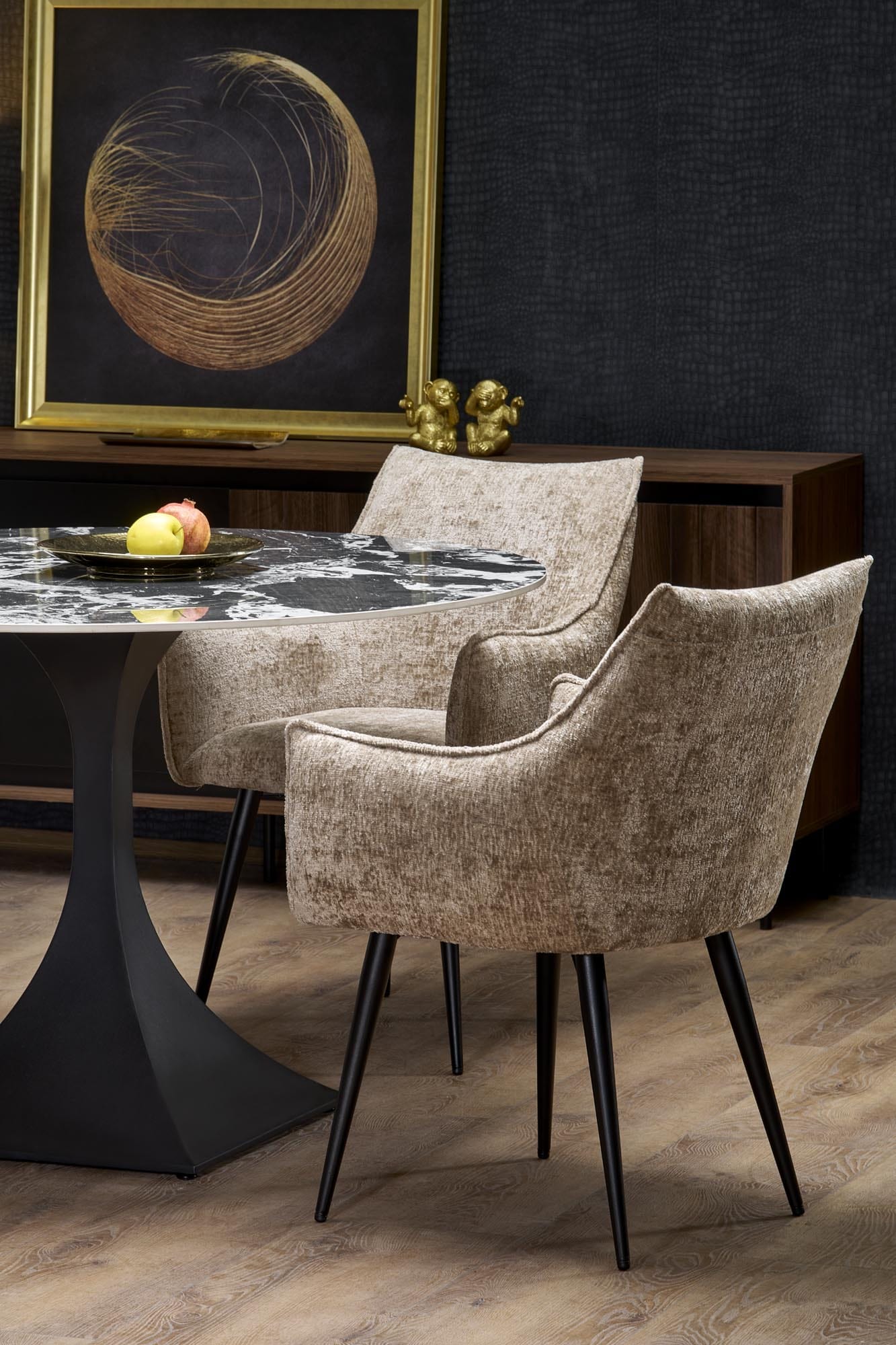 Masa rotunda din piatra sinterizata si metal, Manuel Negru, Ø120xH77 cm (5)