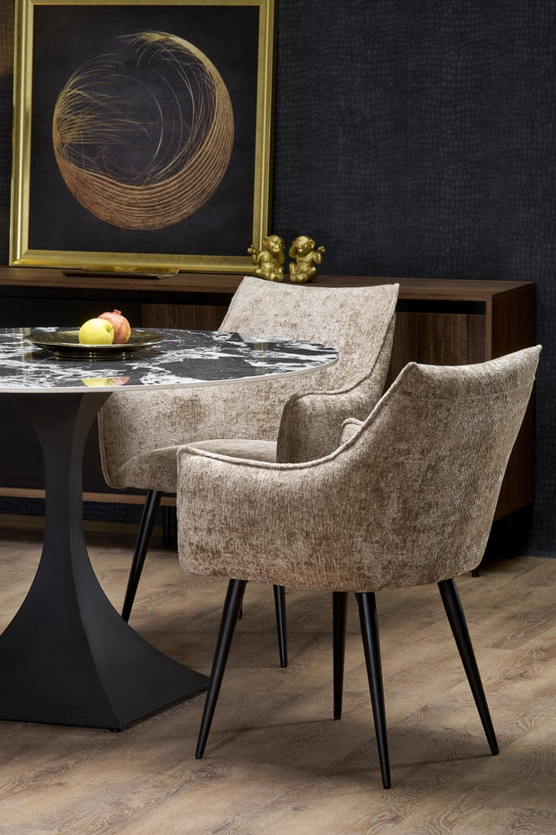 Masa rotunda din piatra sinterizata si metal, Manuel Negru, Ø120xH77 cm (5)