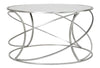 Masa de cafea din sticla si metal Saturn Argintiu, Ø80xH45 cm