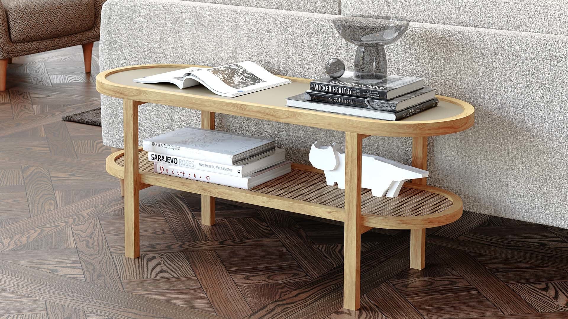 Masuta suport telefon din lemn, Nature Stejar, L120xl41xH51 cm