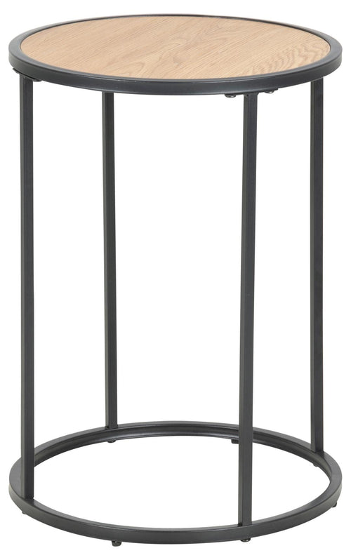 Actona Masuta suport telefon din MDF si metal, Seaford Natural / Negru, Ø40xH55 cm