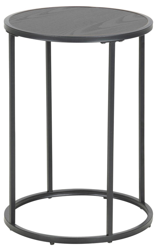 Actona Masuta suport telefon din MDF si metal, Seaford Negru, Ø40xH55 cm