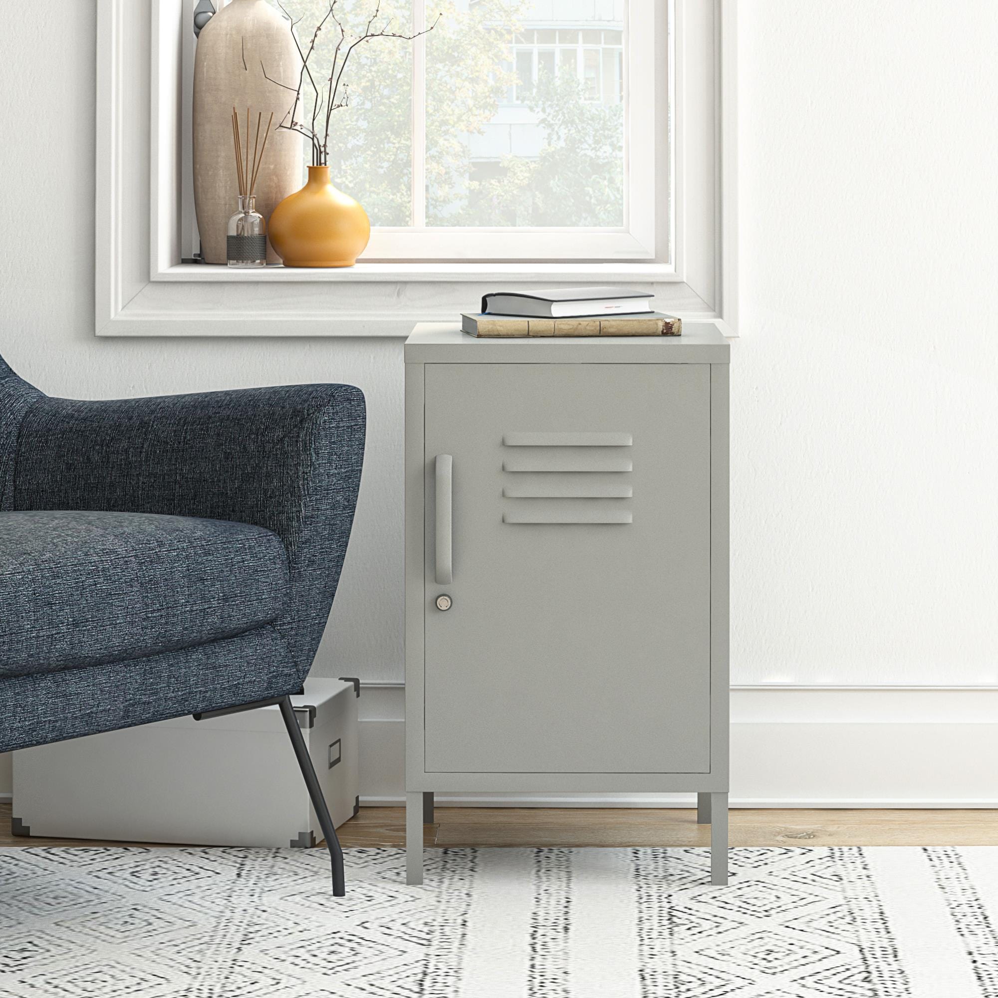 Dorel Home Masuta suport telefon din metal, cu 1 usa, Bradford Crem, L37xl39xH68 cm