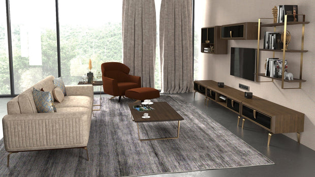 BFSummer Masuta suport telefon din pal si metal, Carbon Nuc / Auriu, L50xl50xH52,6 cm