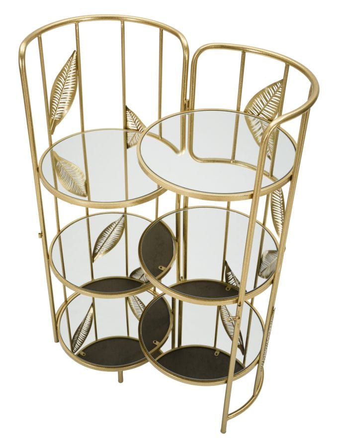 Mauro Ferretti Masuta suport telefon/flori din metal si sticla, Leaf Double Auriu, L73xl35xH90 cm