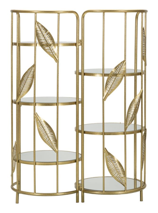 Mauro Ferretti Masuta suport telefon/flori din metal si sticla, Leaf Double Auriu, L73xl35xH90 cm