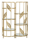 Mauro Ferretti Masuta suport telefon/flori din metal si sticla, Leaf Double Auriu, L73xl35xH90 cm