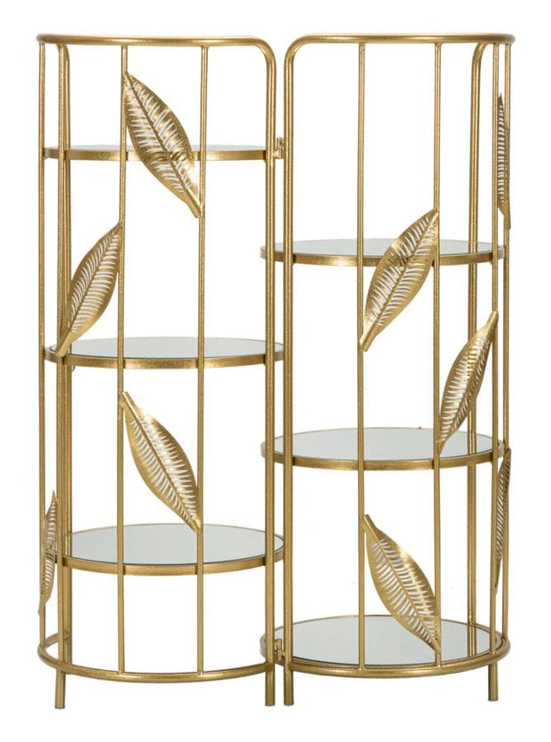 Mauro Ferretti Masuta suport telefon/flori din metal si sticla, Leaf Double Auriu, L73xl35xH90 cm