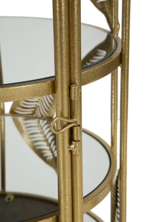 Mauro Ferretti Masuta suport telefon/flori din metal si sticla, Leaf Double Auriu, L73xl35xH90 cm