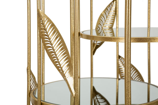 Mauro Ferretti Masuta suport telefon/flori din metal si sticla, Leaf Double Auriu, L73xl35xH90 cm