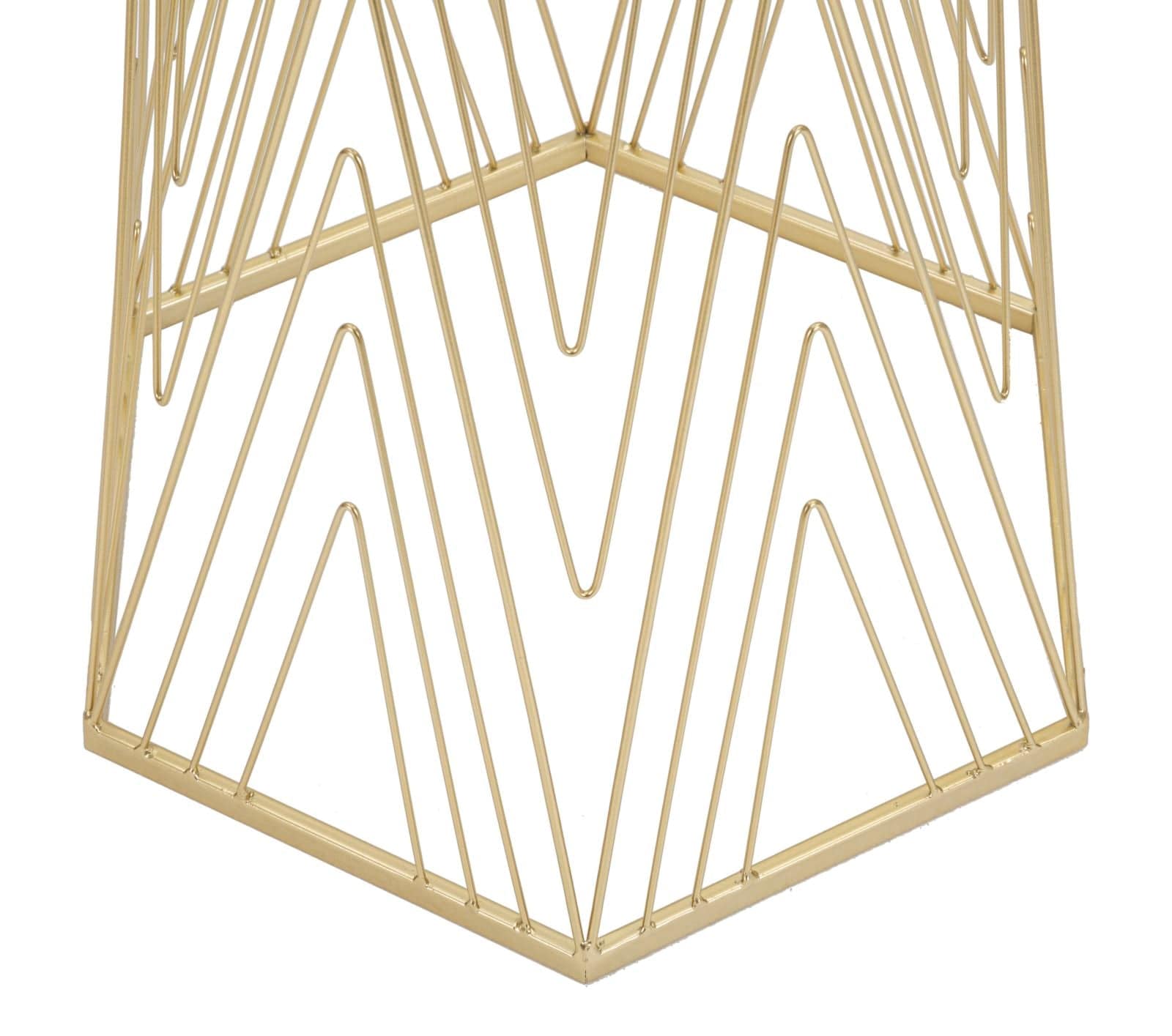 Masuta suport telefon/flori din metal si sticla, Lines Auriu, L40xl35xH80 cm (4)