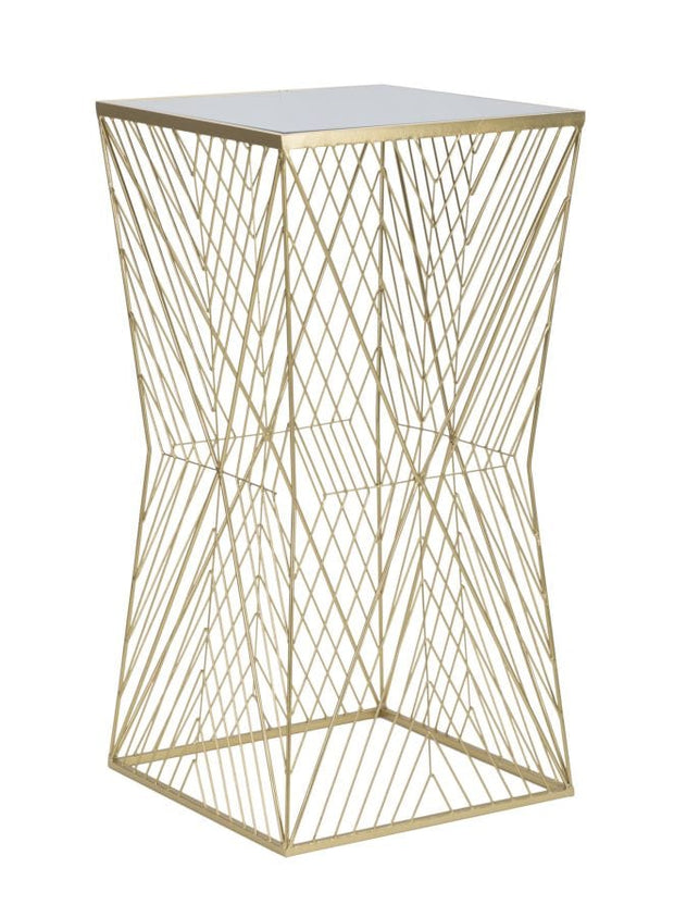 Mauro Ferretti Masuta suport telefon/flori din metal si sticla, Lines Auriu, L50xl50xH100 cm