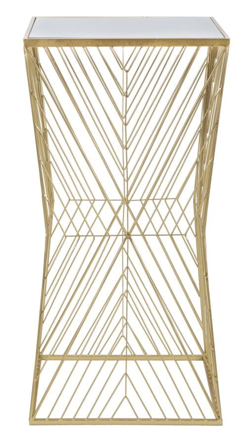 Mauro Ferretti Masuta suport telefon/flori din metal si sticla, Lines Auriu, L50xl50xH100 cm