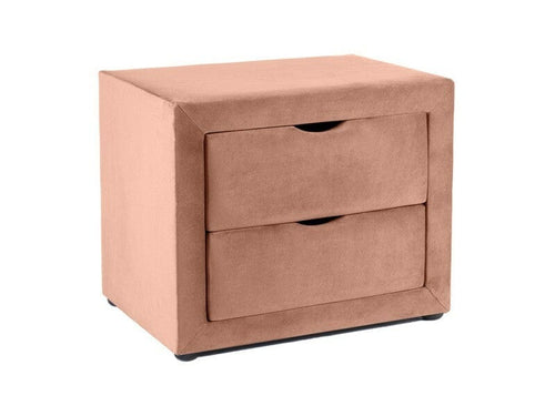 Noptiera cu 2 sertare tapitata cu stofa, ET-002 Velvet Roz Antic, l50xA35xH42 cm