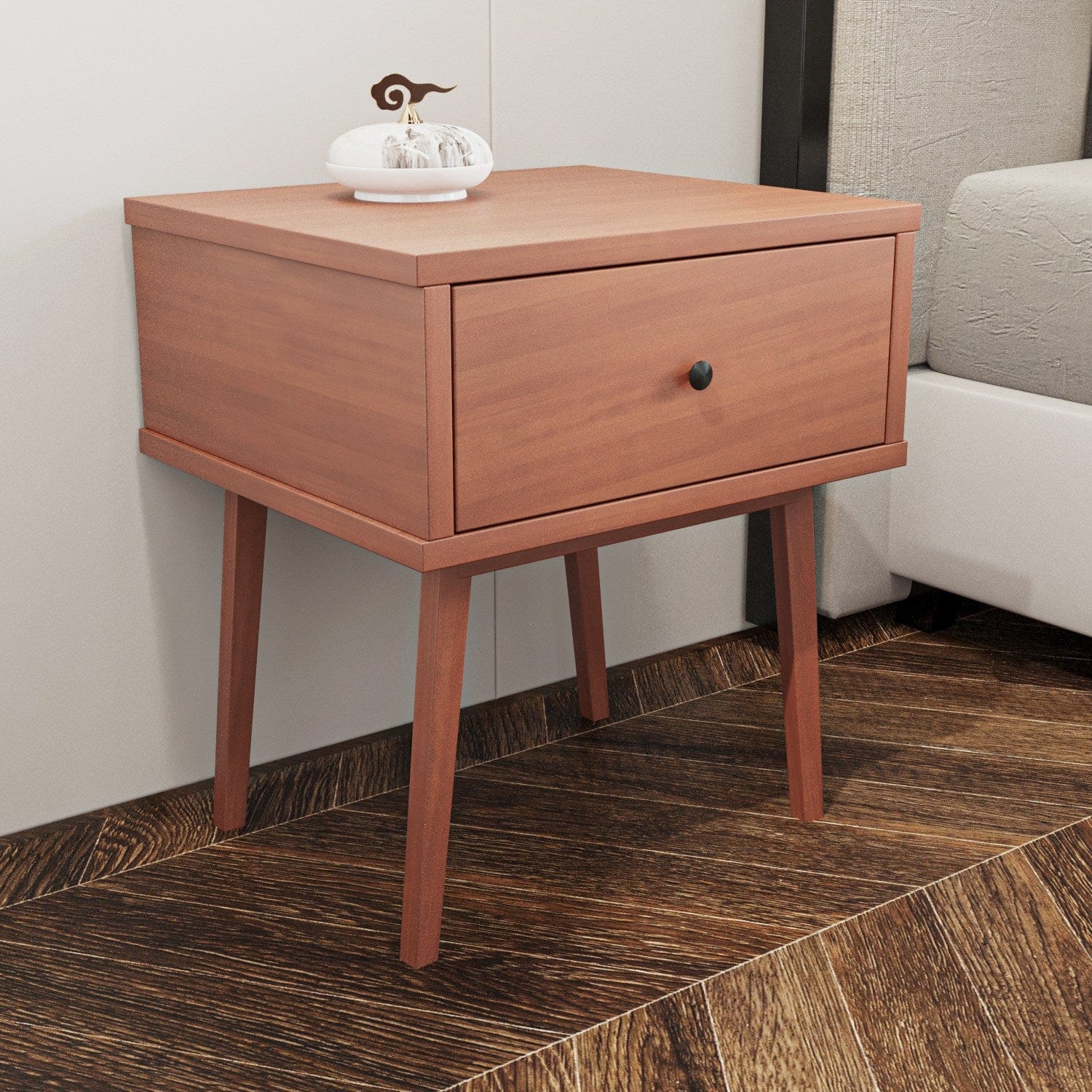 Asir Noptiera din lemn, cu 1 sertar, Rio Nuc, l45xA40xH51 cm