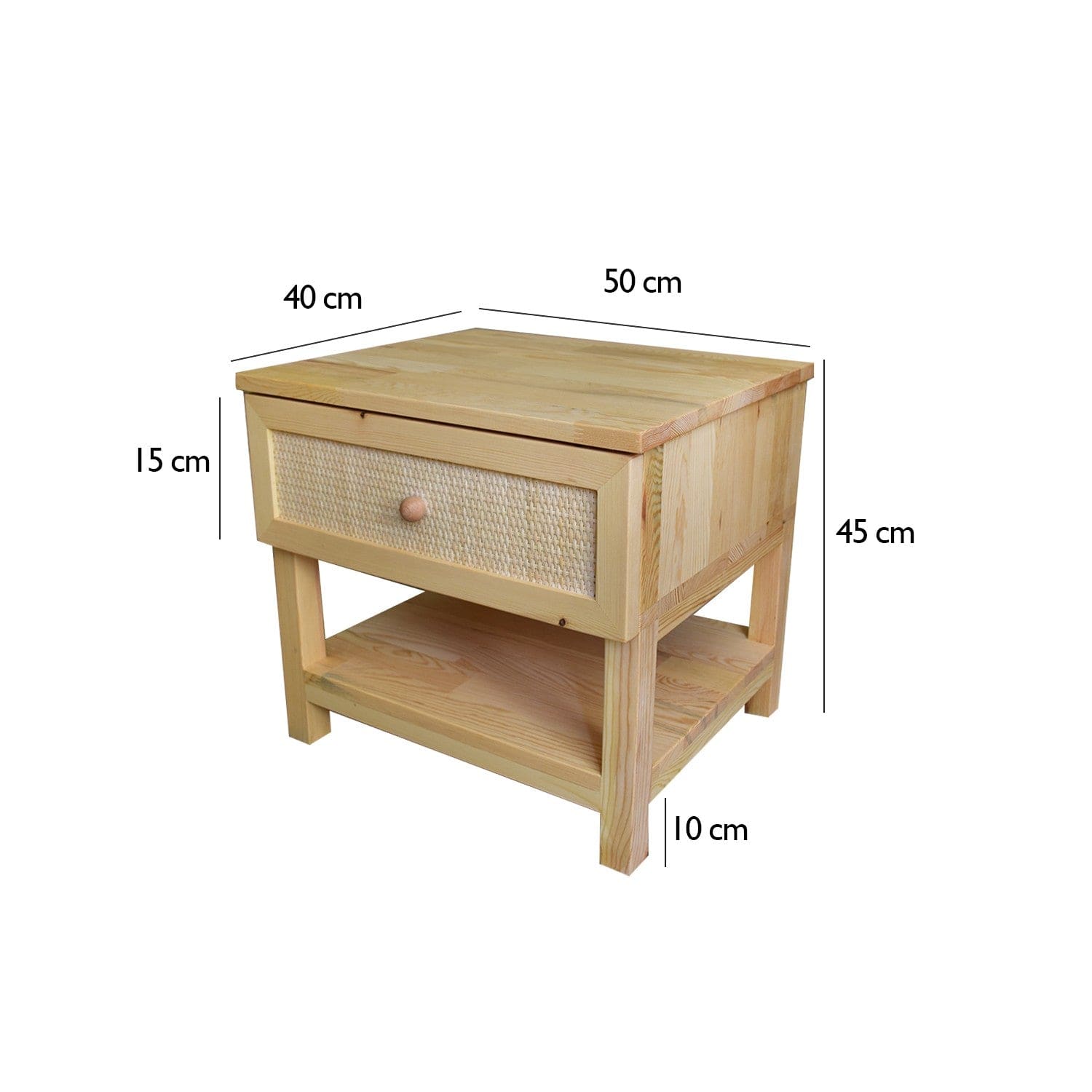 Asir Noptiera din lemn, cu 1 sertar, Spar Pin, l50xA40xH45 cm