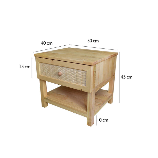 Asir Noptiera din lemn, cu 1 sertar, Spar Pin, l50xA40xH45 cm
