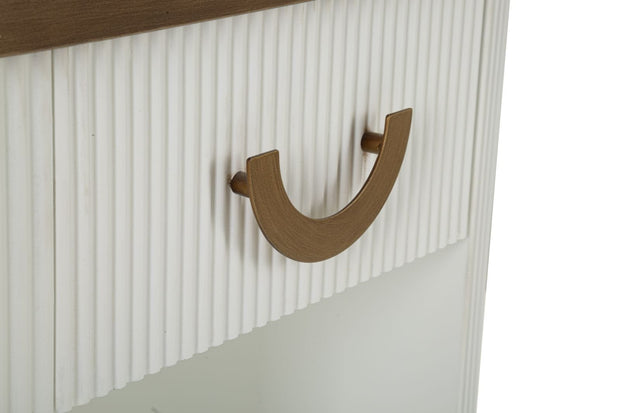 Noptiera din lemn, cu 1 sertar, Tolosa Alb / Maro / Auriu, l48xA40xH62 cm (5)