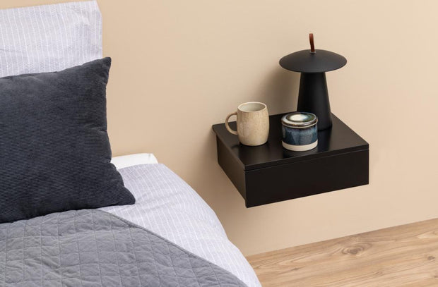 Noptiera din MDF, cu 1 sertar, Avignon Negru, l37xA32xH13 cm (6)