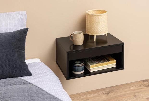 Noptiera din MDF, cu 1 sertar, Cholet Negru, l50xA35xH24,3 cm (6)