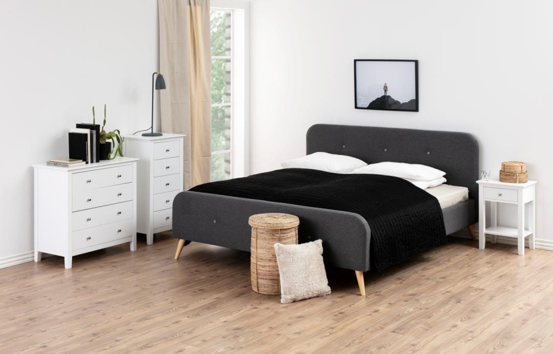 Noptiera din MDF, cu 1 sertar, Linnea Alb / Alb, l45xA34xH62,8 cm (4)