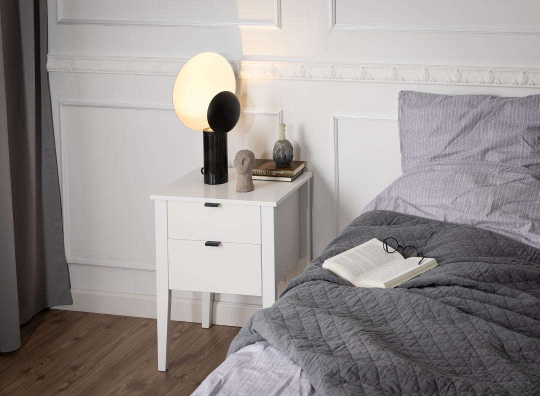 Noptiera din MDF, cu 2 sertare, Sleepy Alb / Alb, l48xA40xH65 cm (7)