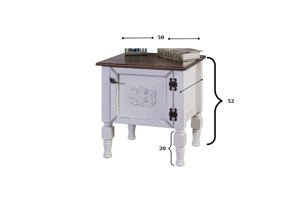 Asir Noptiera din MDF si lemn, cu 1 usa, Ada Negru, l50xA52xH40 cm