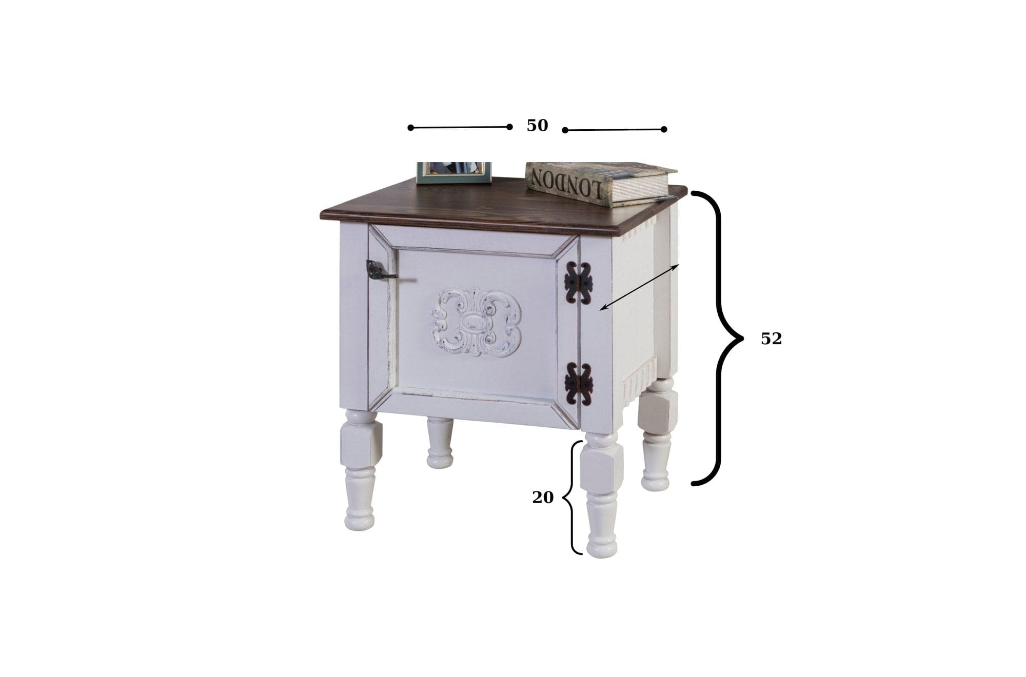Asir Noptiera din MDF si lemn, cu 1 usa, Ada Negru, l50xA52xH40 cm