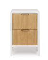 Noptiera din MDF si lemn, cu 2 sertare, Charley Alb / Natural, l40xA30xH60 cm (2)