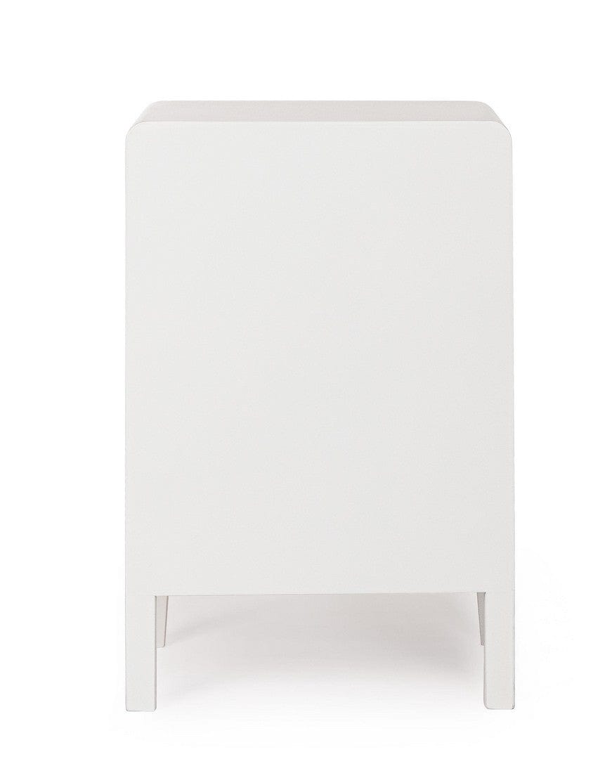 Noptiera din MDF si lemn, cu 2 sertare, Charley Alb / Natural, l40xA30xH60 cm (3)