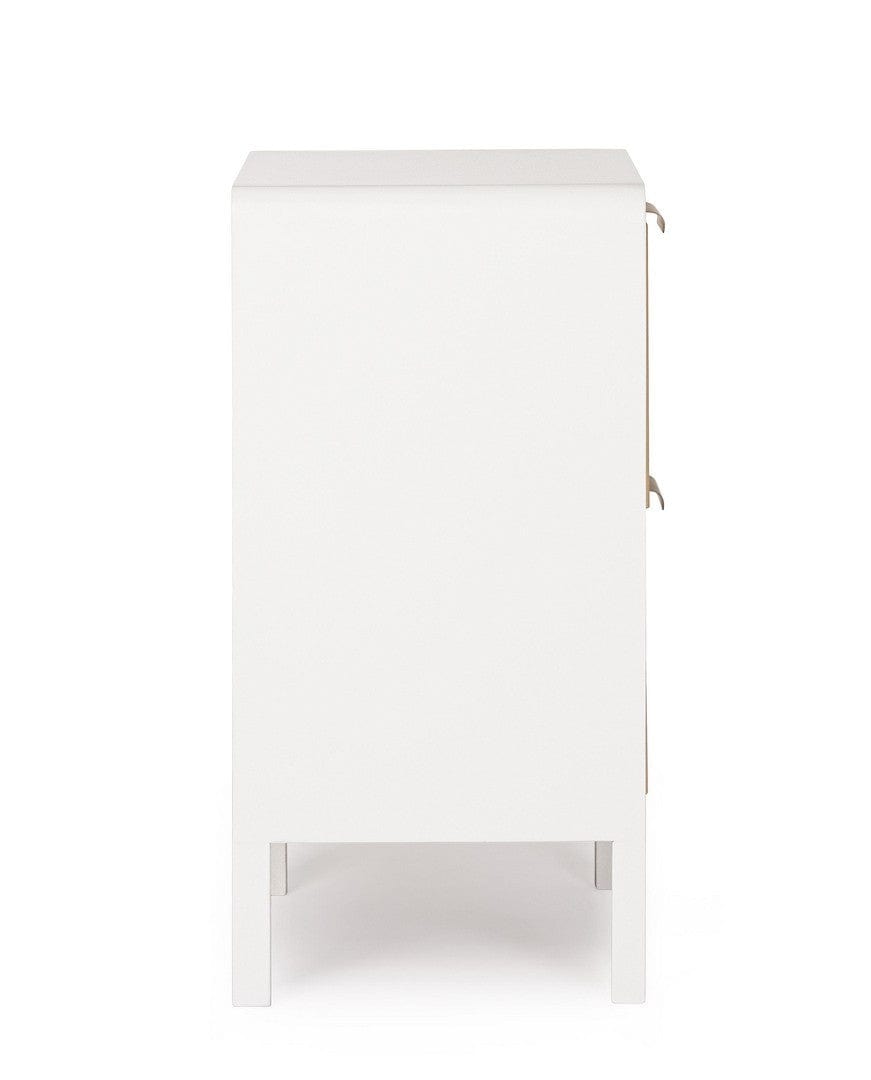 Noptiera din MDF si lemn, cu 2 sertare, Charley Alb / Natural, l40xA30xH60 cm (4)