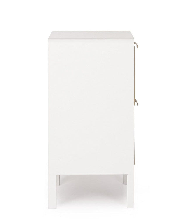 Noptiera din MDF si lemn, cu 2 sertare, Charley Alb / Natural, l40xA30xH60 cm (4)