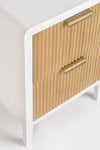 Noptiera din MDF si lemn, cu 2 sertare, Charley Alb / Natural, l40xA30xH60 cm (5)