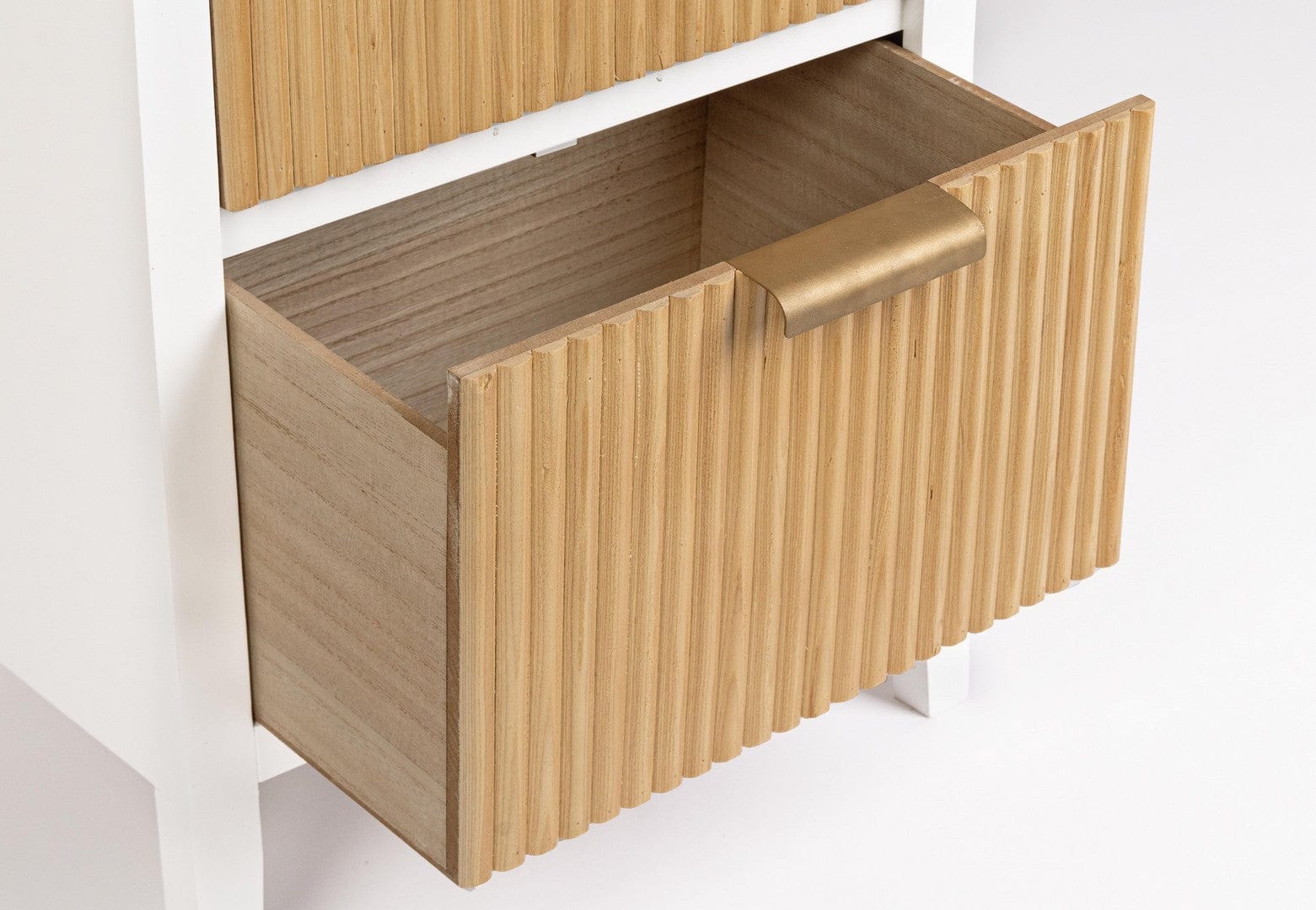 Noptiera din MDF si lemn, cu 2 sertare, Charley Alb / Natural, l40xA30xH60 cm (6)