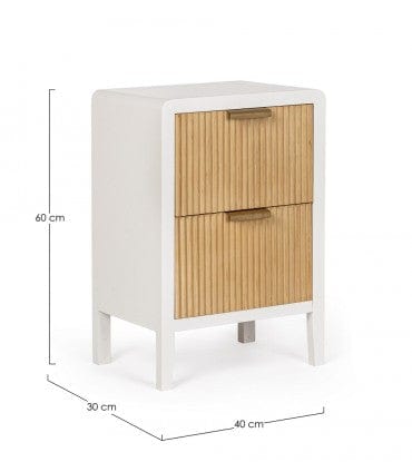 Noptiera din MDF si lemn, cu 2 sertare, Charley Alb / Natural, l40xA30xH60 cm (9)