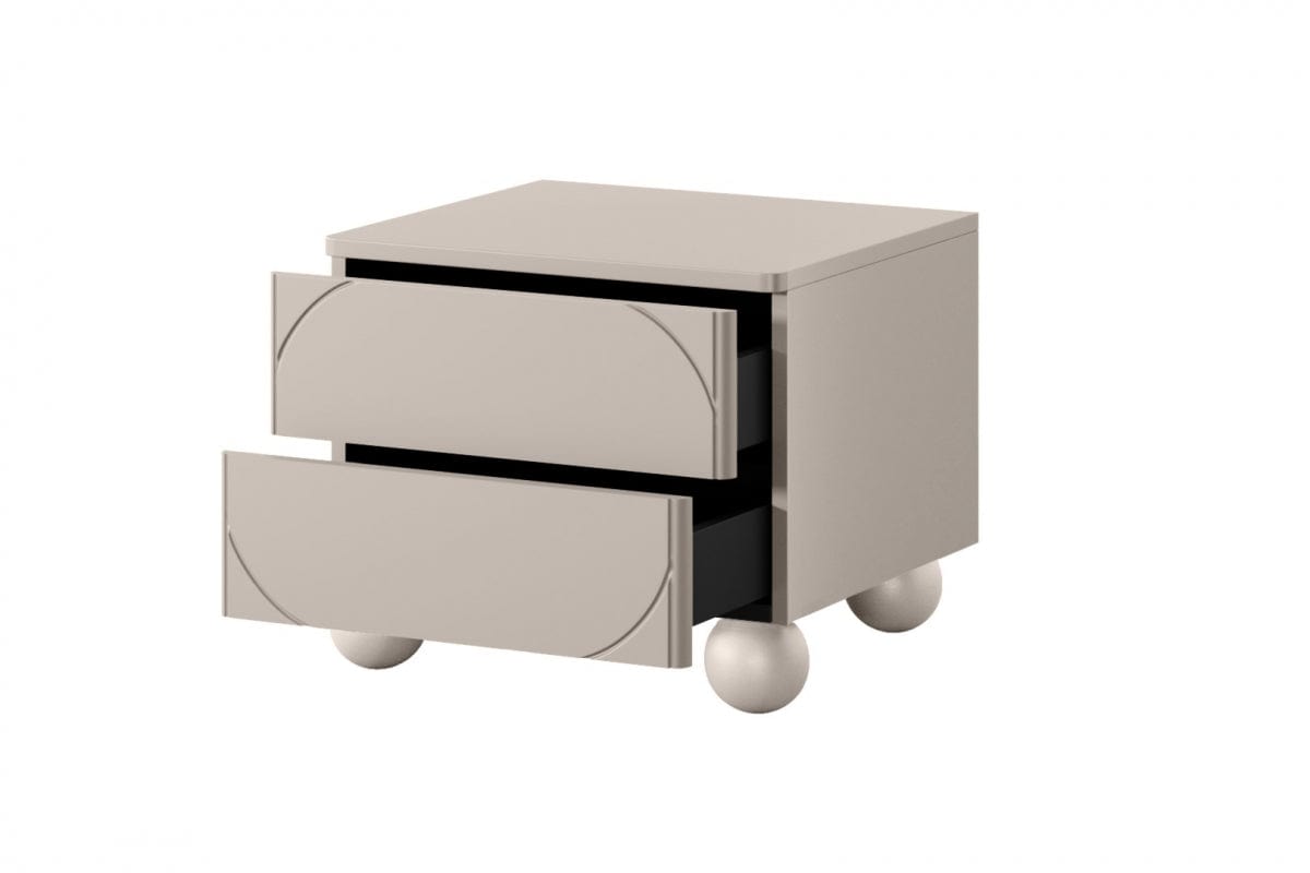 Bogart Noptiera din MDF si lemn, cu 2 sertare, Sonatia 45-2SZ Crem, l45xA45xH47 cm