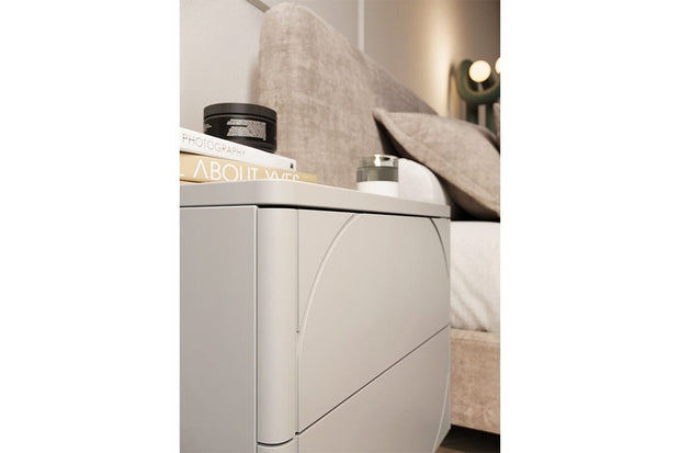 Bogart Noptiera din MDF si lemn, cu 2 sertare, Sonatia 45-2SZ Crem, l45xA45xH47 cm