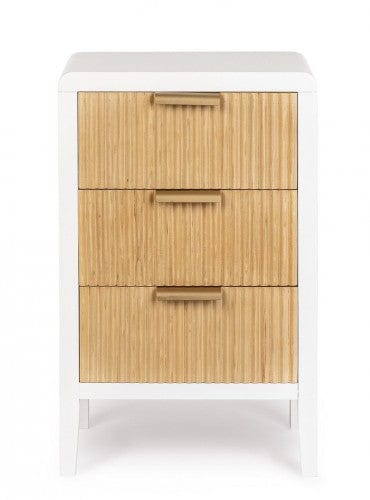 Noptiera din MDF si lemn, cu 3 sertare, Charley Alb / Natural, l40xA30xH62 cm (10)