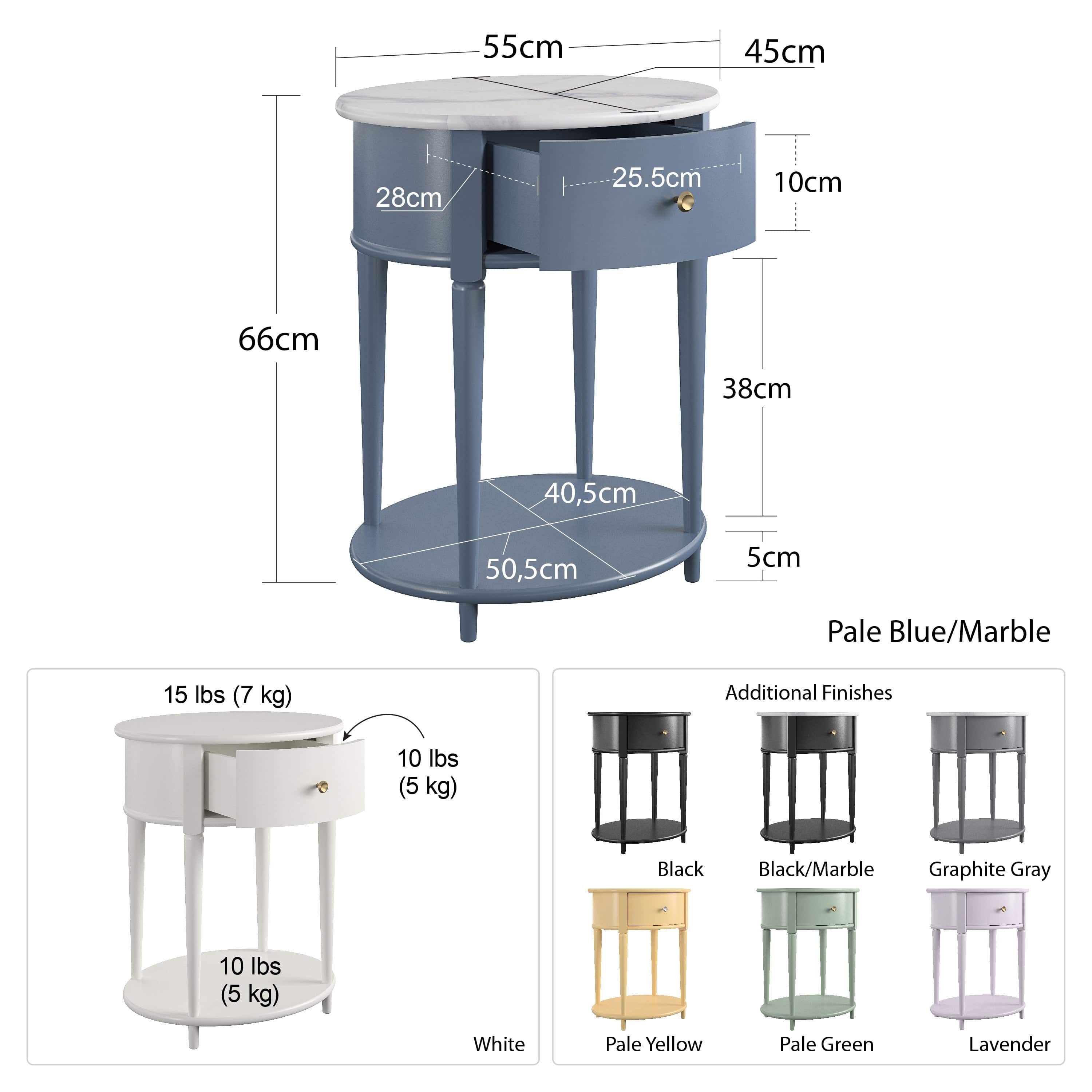 Dorel Home Noptiera din MDF si lemn de cauciuc, cu 1 sertar, Aurora Verde, l55xA45xH66 cm