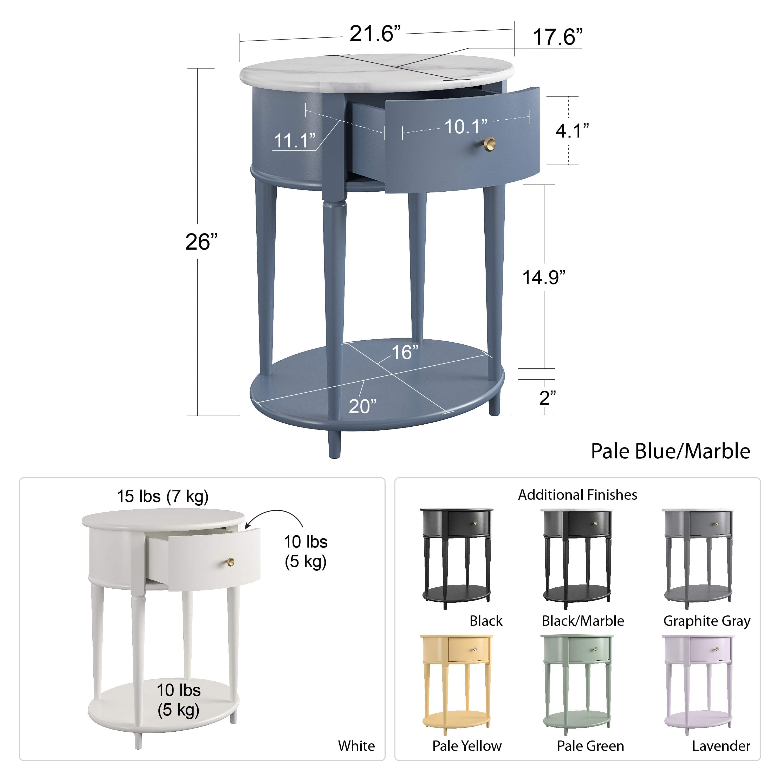 Dorel Home Noptiera din MDF si lemn de cauciuc, cu 1 sertar, Aurora Verde, l55xA45xH66 cm