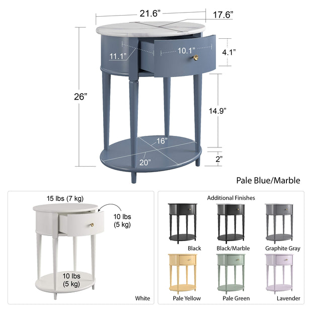 Dorel Home Noptiera din MDF si lemn de cauciuc, cu 1 sertar, Aurora Violet, l55xA45xH66 cm